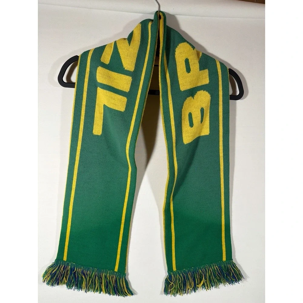 Brazil Soccer Knit‎ Scarf Green Yellow Futbol Fan Streetwear Football Core